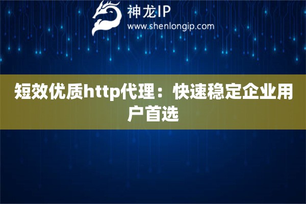 短效优质http代理：快速稳定企业用户首选